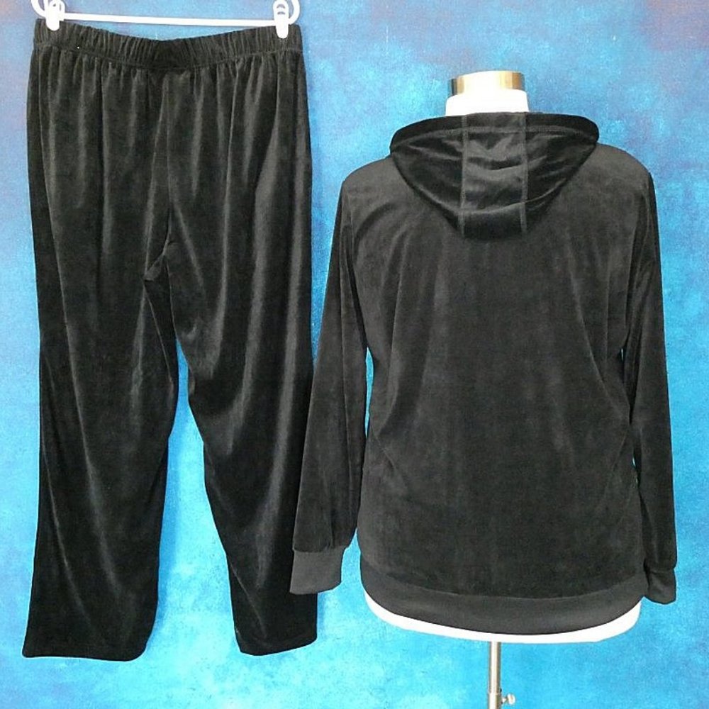 Woman Within Black Velour Jogging Suit 18/20 Large - Picture 4 of 7